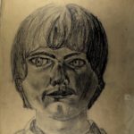 KSE tekenles VWO 4 1981-1982: Voorstudie portret met speigelende bril